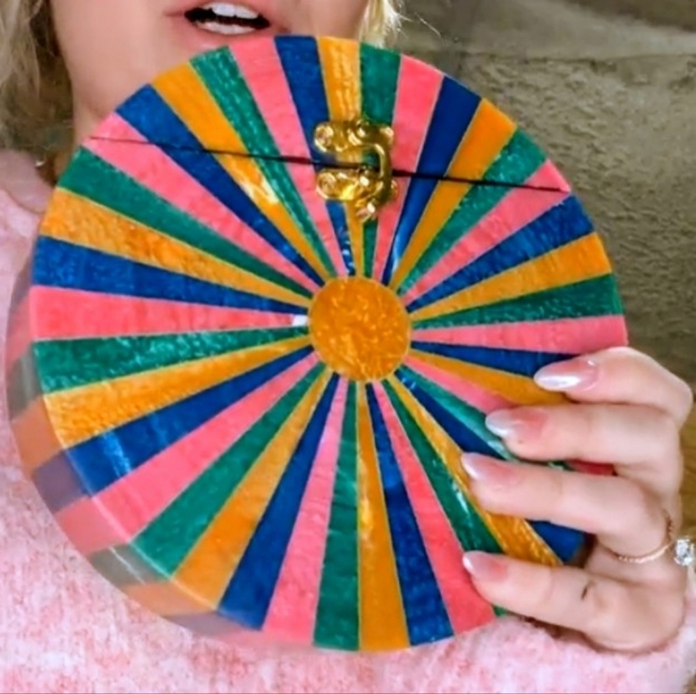 Colorful Ramla Maroccan  Striped Clutch